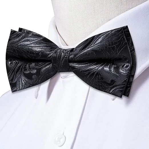 Dubulle Mens Pre-tied Bowtie and Pocket Square Set Paisley/Striped/Checks Bowties for Men