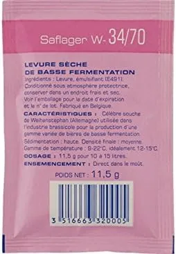 Dry Yeast - Saflager W-34/70 (11.5 g) (Pack of 5)