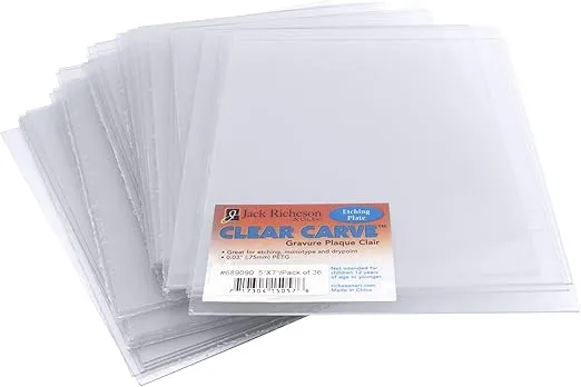 Jack Richeson 689090 Carve 36 Pack Etching Plate, 5" x 7", Clear