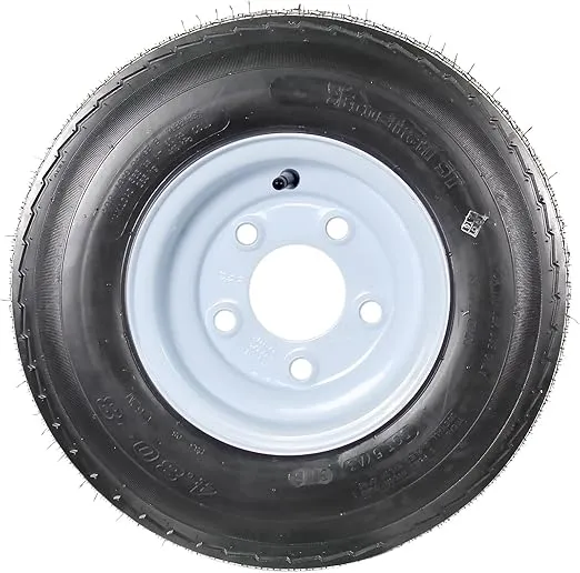 eCustomrim Trailer Tire On Rim 4.80-8 480-8 4.80 X 8 8 in. Load Range B 5 Lug Hole Bolt Wheel White - 2 Year Warranty w/Free Roadside