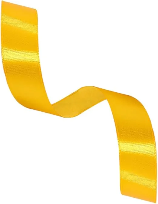 Yellow Satin Ribbon 1 Inch x 25 Yards, Solid Color Fabric Ribbon for Gift Wrapping, DIY Crafts, Hair Bows Making, Wreath, Wedding Party Decoration and Sewing Projects