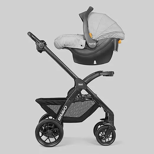 Chicco Bravo LE Trio Travel System, Bravo LE Quick-Fold Stroller with KeyFit 30 Zip Infant Car Seat, Car Seat and Stroller Combo | Driftwood/Grey