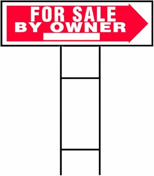 Hy-Ko Products RS-802 For Sale by Owner Corrugated Plastic Sign w/ H Bracket 9.25" x 24" Red/White, 1 Piece