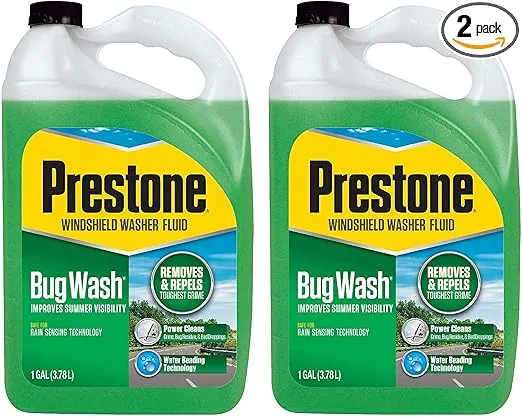 Prestone AS657 Bug Wash Windshield Washer Fluid, 1 Gallon (Pack of 2)