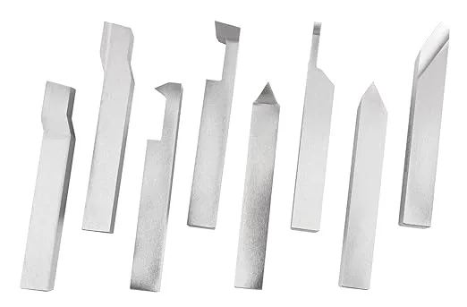 Accusize Industrial Tools 1/2'' 8 Pcs Hss Tool Bit Set, Pre-Ground for Turning and Facing Work, 2662-2004