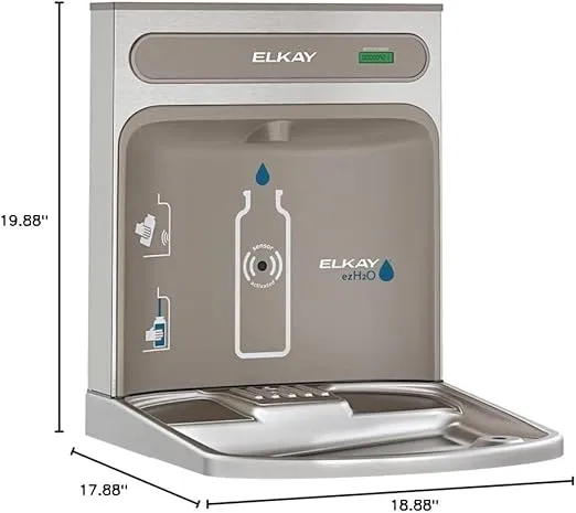 Elkay EZWSRK Bottle Filling Station, 18.81 x 17.88 x 3.56 inches, Stainless Steel