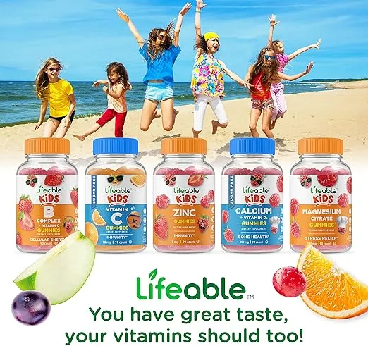 Lifeable Vitamin D for Kids 1000 IU - Great Tasting Natural Flavor Gummy Supplement - Gluten Free Vegetarian GMO Free Chewable - for Strong Healthy Bones and Immune Support - for Children 90 Gummies