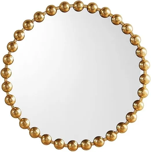 MADISON PARK SIGNATURE Wall Décor Marlowe Metal Spherical Frame Round Mirror for Living Room - Home Accent, Ready to Hang Bedroom Decoration, 27" Diameter, Gold