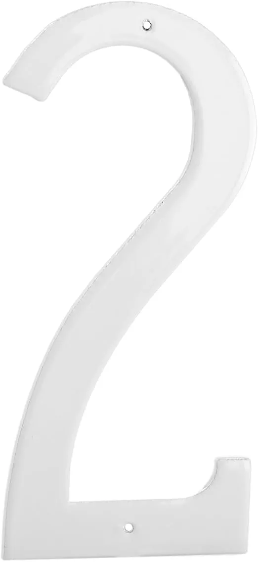 Montague Metal Products CSHN-8-2-W Aluminum House Number 2 Outdoor Plaque, Medium, White