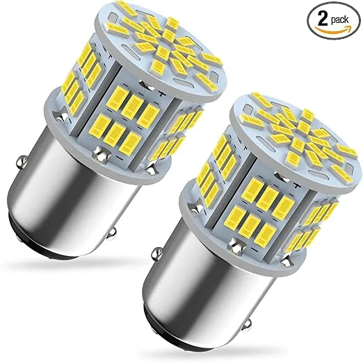 1157 Led Brake Light Bulb, 12V-24V 1157 7528 2357 2057 BAY15D LED Replacement Light Bulb for Brake Tail Light for Car RV Trailer Boat, 54SMD 3014 Chipset White light, 2PCS