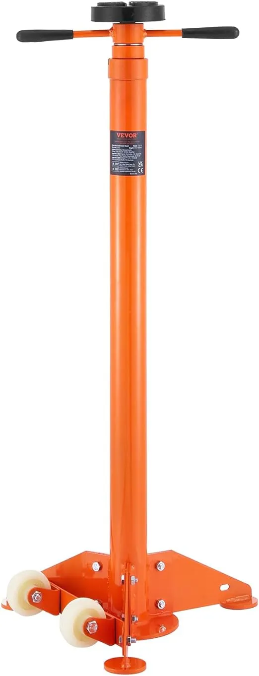 VEVOR Underhoist Stand, 3/4 Ton Capacity Pole Jack, Heavy Duty Jack Stand, Car Support Jack Lifting from 43.3" to 70.9", Triangular Base, Two Wheels, Easy Adjustment, Automotive Support, Red