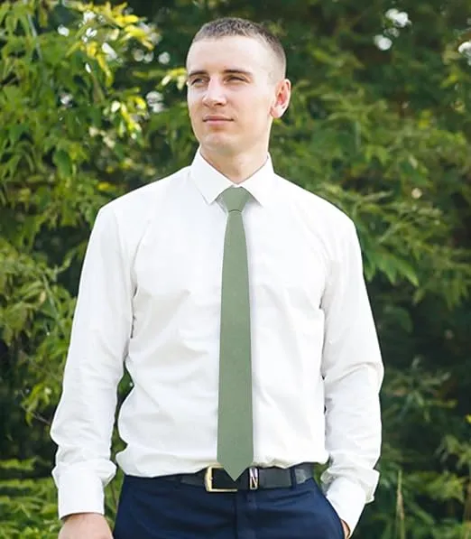 Ties for Men, Cotton Linen Mens Ties Skinny Tie Solid Color Necktie for Wedding Groom Groomsmen
