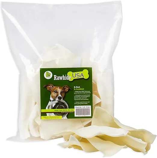 Pet Magasin Natural Rawhide Chips – Premium Long-Lasting Dog Treats with Thick Cut Beef Hides, Processed Without Additives Or Chemicals