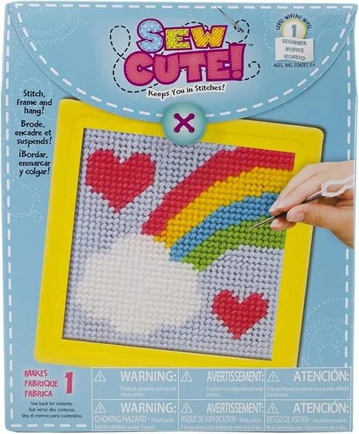 Colorbok 61904 Rainbow Learn to Sew Needlepoint Kit, 6-Inch by 6-Inch, Yellow Frame