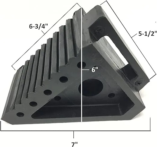 MAXXHAUL 70472 Solid Rubber Heavy Duty Black Wheel Chock 2-Pack, 8" x 4" x 6"