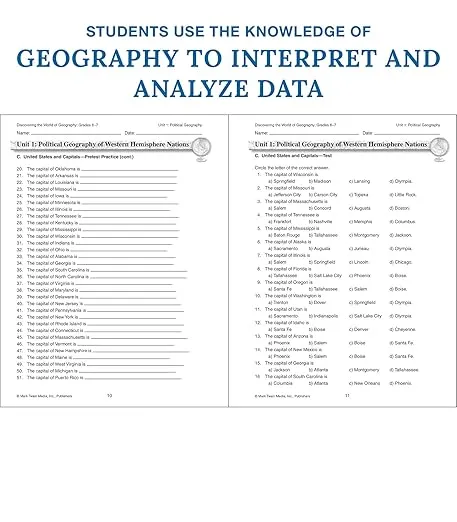 Mark Twain Geography Workbook for Grades 6-7, Western Hemisphere Geography Activity Book, 6th Grade & 7th Grade Geography for Kids, Classroom or ... (Discovering the World of Geography)