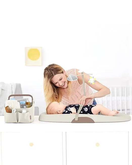 Skip Hop Diaper Caddy Organizer with Touch Sensor Night Light, Nursery Style, Oat