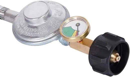 GasSaf 6FT Propane Regulator Hose with Gauge, Grill Regulator Hose QCC1 Connection for Most LP Gas Grill, Heater, and Fire Pit Table, 3/8" Female Flare Nut