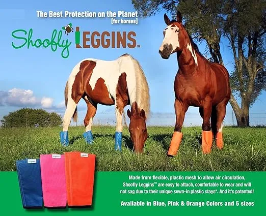 SHOOFLY Horse Leggins, Patented Loose Fitting Boots, Breathable Plastic Mesh (Orange/Pony & Donkey)
