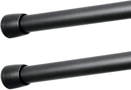 iDesign Cameo Metal Expandable Constant Tension Bathroom Shower Curtain Rod for Master, Guest, Kids' Bathroom, Window, Adjustable from 43-75", Set of 2, Matte Black