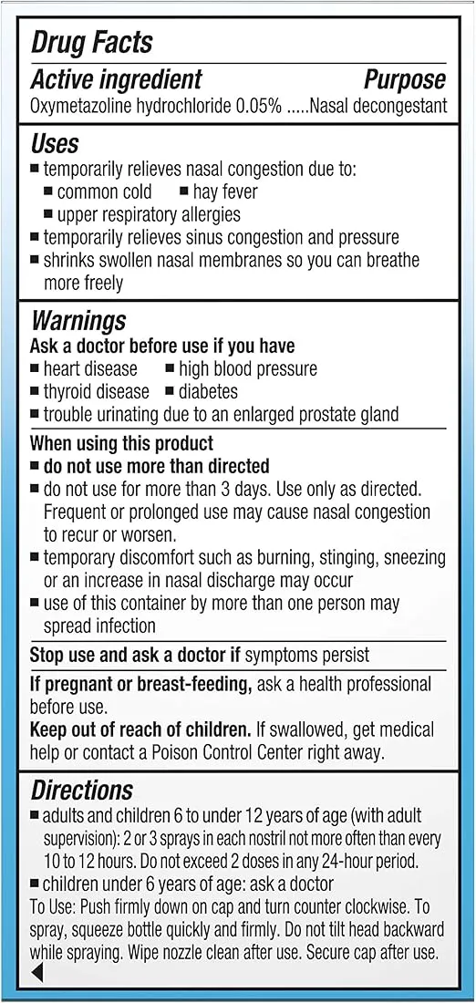 Afrin Allergy Sinus Nasal Spray - Fast and Powerful Nasal Decongestion From Allergies, For Adults and Children 6 Years and Older, 0.50 Fl Oz (Pack of 1)