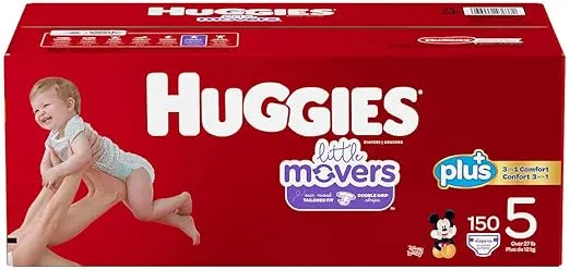 Huggies Little Movers Plus Diapers Size 5, 150 Count