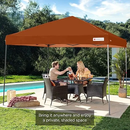 Best Choice Products 10x10ft 1-Person Setup Pop Up Canopy Tent Instant Portable Shelter w/ 1-Button Push, Case, 4 Weight Bags - Rust