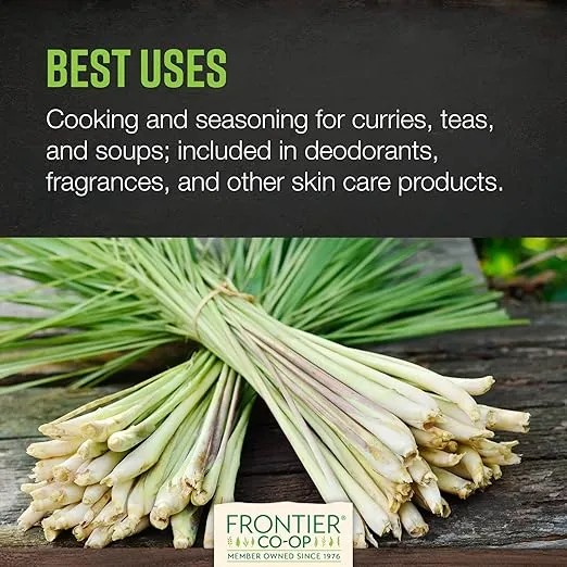 Frontier Co-op Organic Lemongrass, 1lb Bulk Bag, Cut & Sifted | 100% Pure & Natural Dried Lemon Grass | Perfect for Lemongrass Tea & Seasoning, Kosher