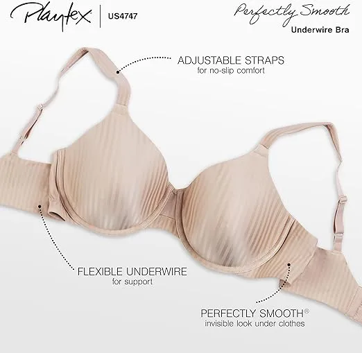 Playtex Women's Secrets Underwire Bra, All-Over Smoothing, Full-Coverage Underwire T-Shirt Bra