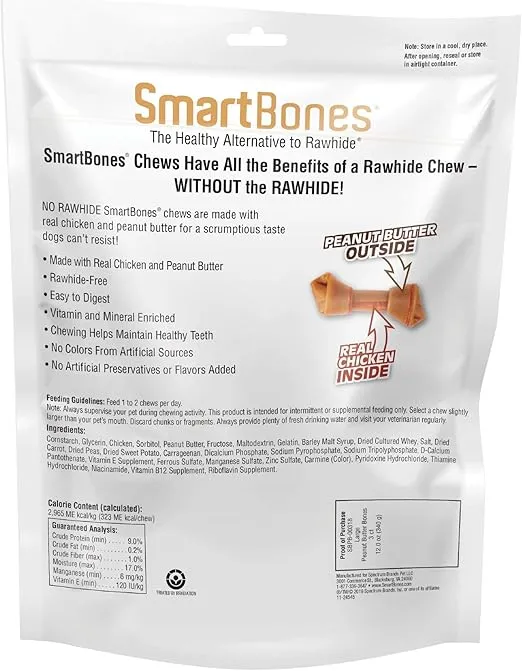 SmartBones Large Chews, Treat Your Dog to a Rawhide-Free Chew Made With Real Meat and Vegetables 3 Count (Pack of 1)