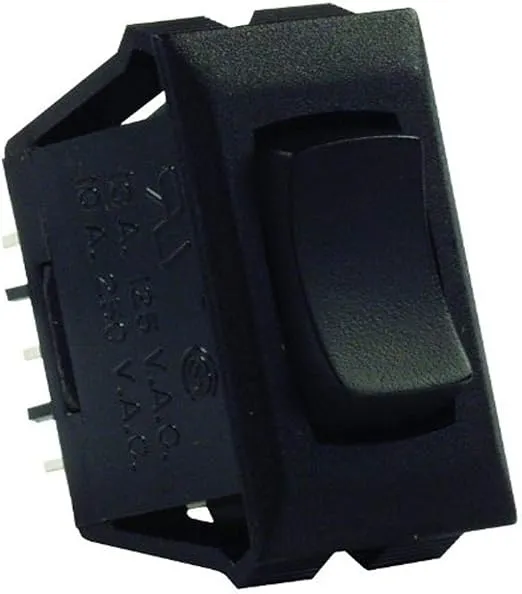 JR Products 12675 Black SPDT Mom-On/Off/Mom-On Switch