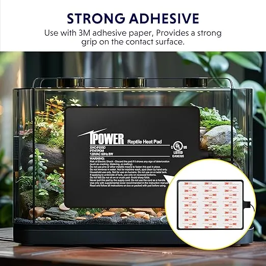 iPower Reptile Heat Pad 6X8 Inch 8W Under Tank Terrarium Warmer Heating Mat for Turtle, Lizard, Frog, Snake, Reptile, and Other Small Animals