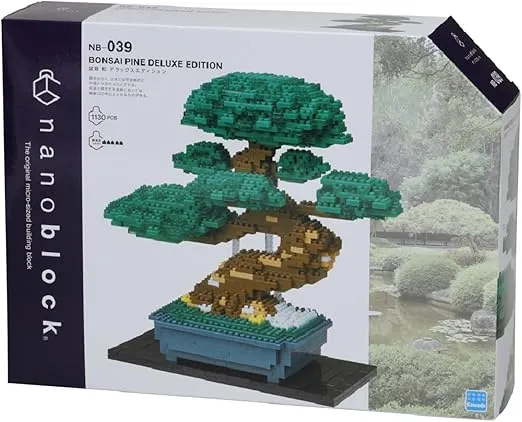 nanoblock - Bonsai Matsu Deluxe Edition World Famous, Advanced Hobby Series Building Kit, Green (NB039)