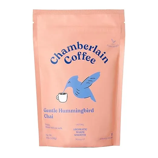 Chamberlain Coffee Gentle Hummingbird Chai Mix - Warm, Aromatic Vegan Chai with Oat Milk, Vanilla & Spices - Hot or Iced Instant Chai Latte - 10oz - 10 Servings