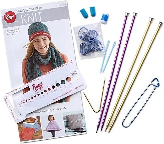 Boye 3616400000M Learn to Knit Kit for Beginners, Makes 18 Projects, 21pcs