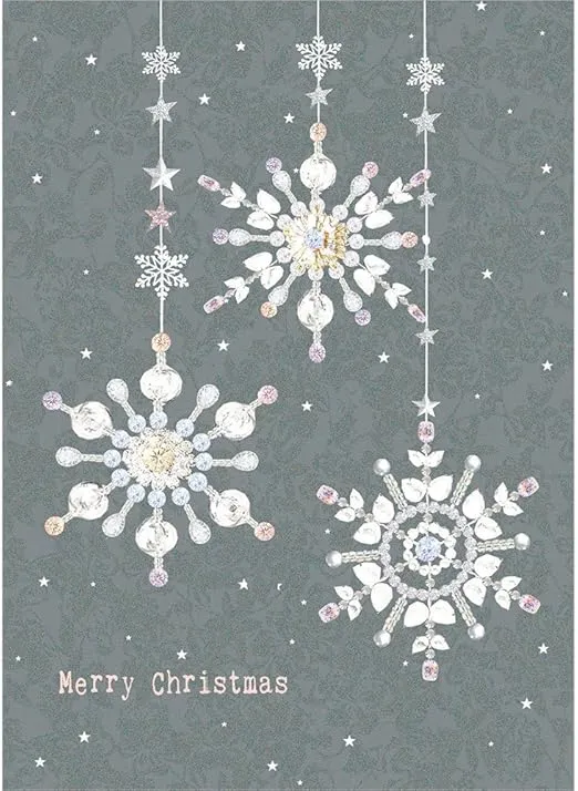 Tree-Free Greetings Holiday Greeting Cards, Gray Snowflake Happy Holidays, Vintage Brown Recycled Paper, Boxed Note Card Set, 10-Pack (HB93304)