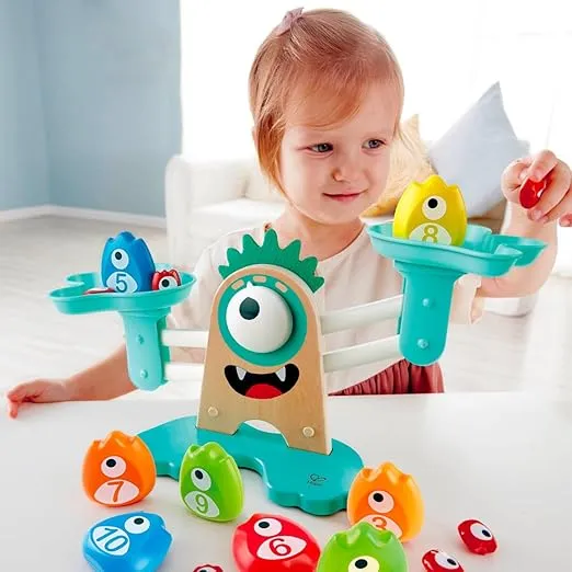 Hape Math Monster Scale Toy| 22 PCs Cute Counting Math Toy| STEM Educational Learning Counting Math Games for Preschool