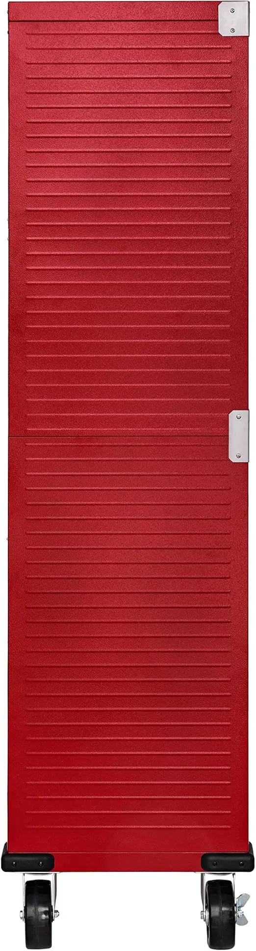 Seville Classics UltraHD Solid Steel Rolling Lockable Metal Storage Cabinet Locker Organizer w/Adjustable Shelves for Garage, Warehouse, Office, Classroom, 36" W x 18" D x 72" H, Red