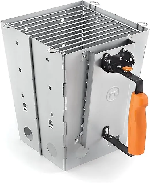 Outset 76356 Collapsible Camping Grill and Chimney Starter, Metallic