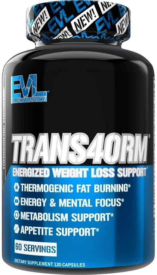 EVL Thermogenic Fat Burner Support - Fast Acting Weight Loss Energy and Appetite Support - Trans4orm Green Tea Fat Burner and Weight Loss Support Supplement for Men and Women - 60 Servings