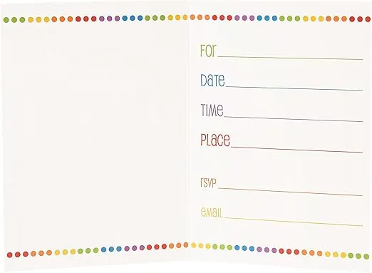 Rainbow Birthday Invitations (5.5” x 4”) - 8 Count, Fun & Vibrant Design, Premium Paper Party Invitations For Parties & Events