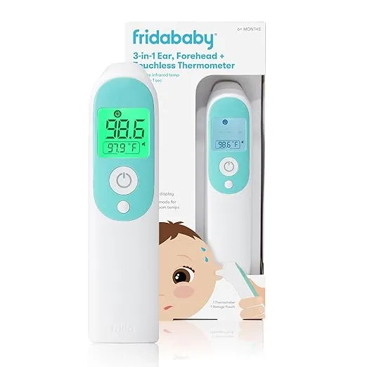 Frida Baby Thermometer, 3-in-1 Infrared Thermometer for Ear, Forehead & Touchless, FSA/ HSA Eligible Fever Thermometer for Baby, Infants ,Toddlers, Kids & Adults