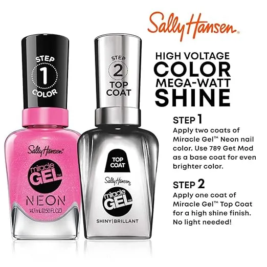 Sally Hansen Miracle Gel™, Electri-Lime, Long Lasting, Gel-Like Formula, No UV Lamp Needed, Green Nail Polish