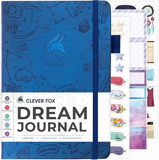 Clever Fox Dream Journal – Guided Dream Diary for Women, Men & Kids – Hardcover Dream Notebook – Log Book for Dream Journaling (Mystic Blue)