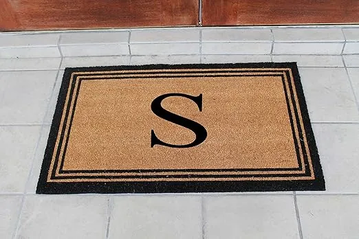 A1HC Natural Coir Monogrammed Door Mat For Front Door, Anti-Shed Treated Durable Doormat for Entrance, Heavy Duty, Easy to Clean, Long Lasting, Front Porch Entry Doormat