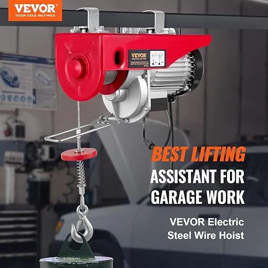 VEVOR 1320lbs Electric Hoist with Wireless Remote Control,110v Electric Hoist with Remote Control, 40ft/20ft Lifting Height & Pure Copper Motor, for Garage Warehouse Factory