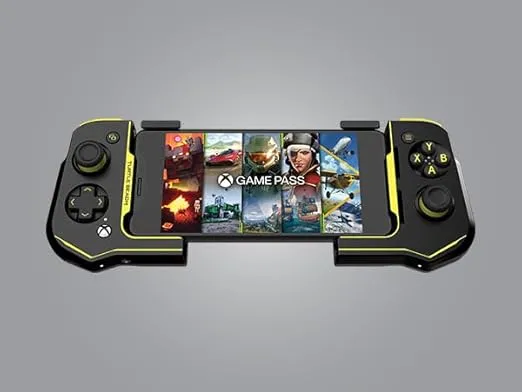 Turtle Beach Atom Mobile Game Controller with Bluetooth for Cloud Gaming on Xbox Game Pass with Android Mobile Devices - Compact Shape & Console Style Controls – Black/Yellow