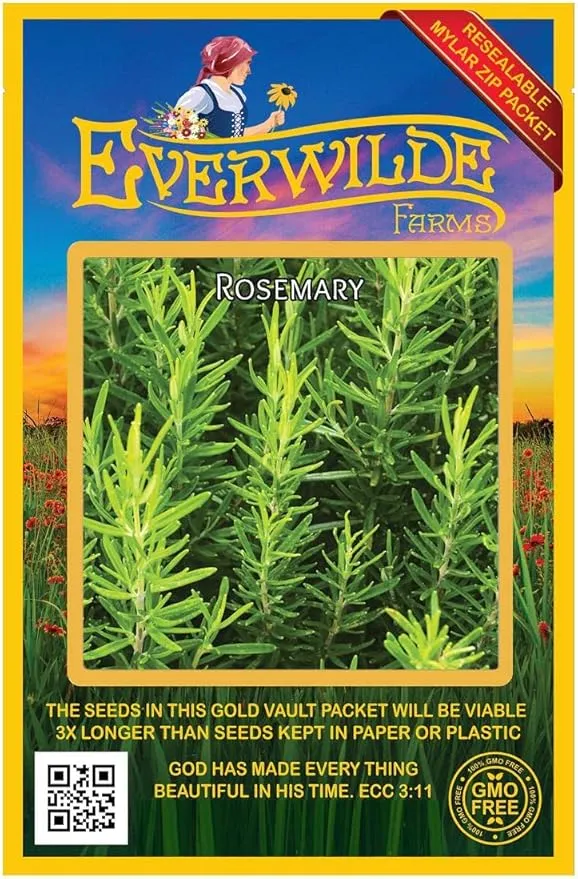 Everwilde Farms - 300 Rosemary Herb Seeds - Gold Vault Jumbo Seed Packet