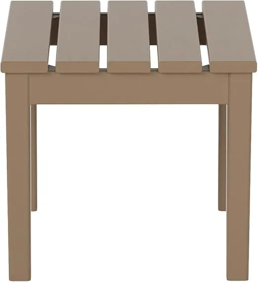 WestinTrends Ashore Oversized Outdoor Side Table, 18 Inch All Weather Poly Lumber Adirondack Patio Side Table Square End Table, Weathered Wood
