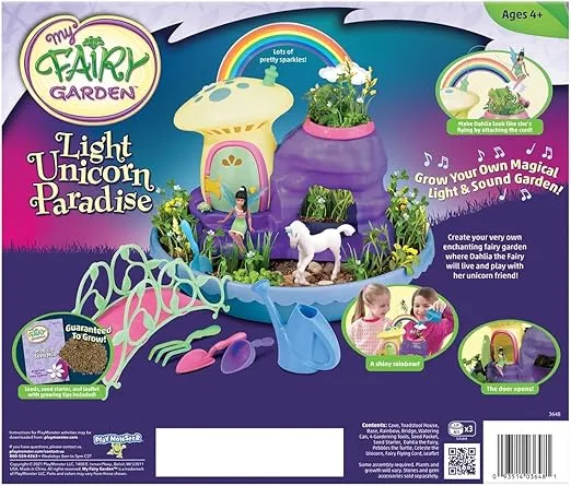 My Fairy Garden Light Unicorn Paradise - Fairy Playset with Fairy and Unicorn - Nature Grow and Play Toy with Lights and Sound - for Kids Ages 4 and Up
